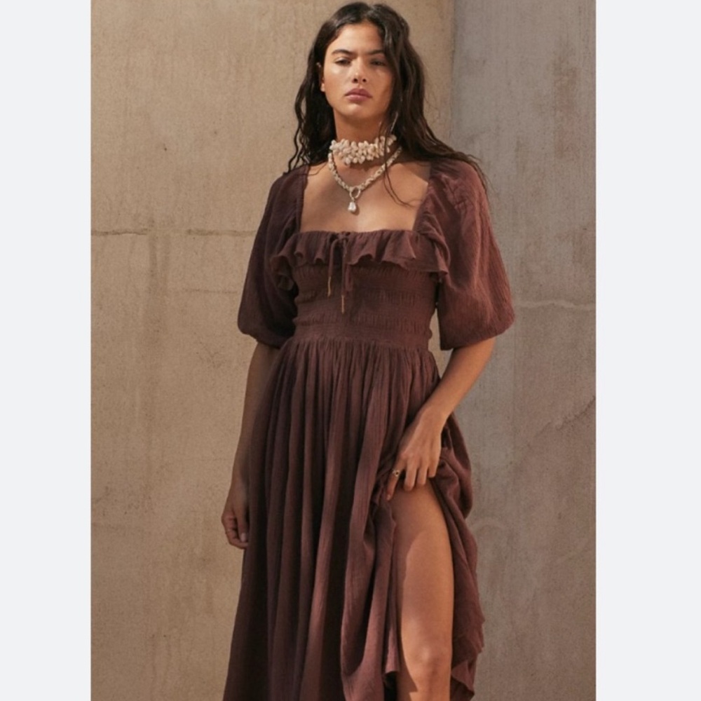 SOLD - NWT Free People Oasis Midi Dress in Chocolate love Size Small